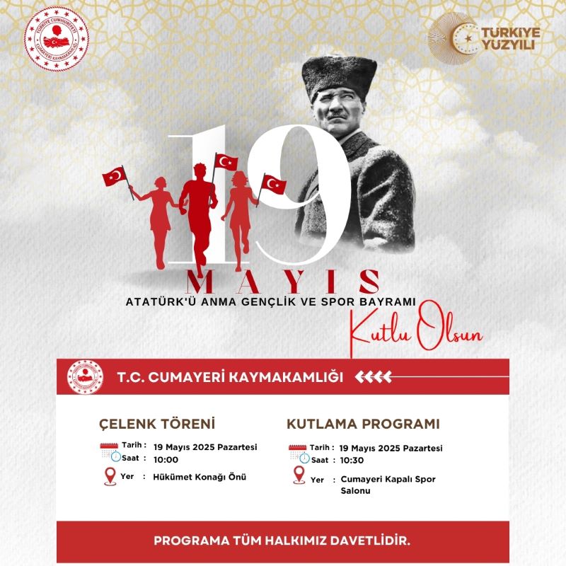 19 Mayıs Atatürk'ü Anma, Gençlik ve Spor Bayramı Programı