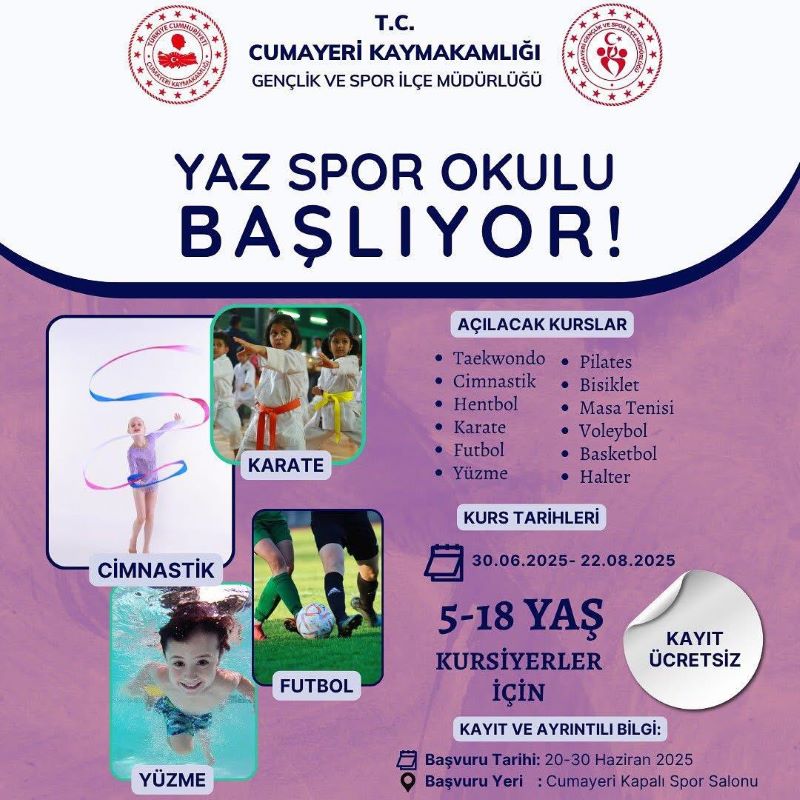İlçemizde Yaz Spor Okulu Başlıyor.